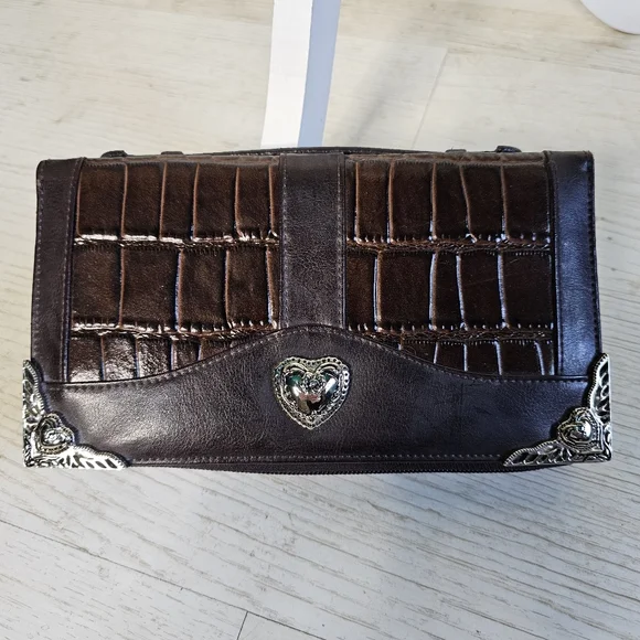 Elegant Brown Leather Women's Purse Clutch Organizer - Picture 15 of 16